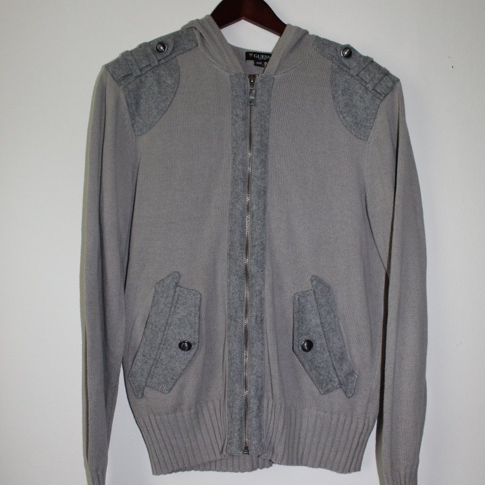 Guess Hooded Zip Up Sweater